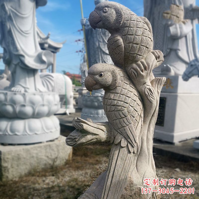 河南石雕鹦鹉景观雕塑摆件