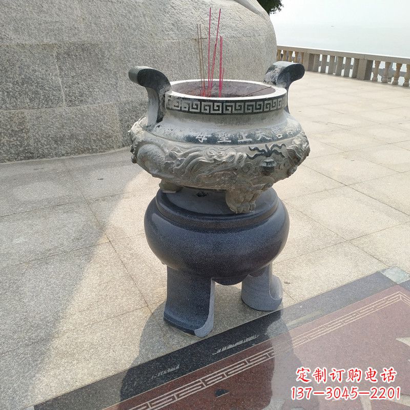 河南石雕圆香炉