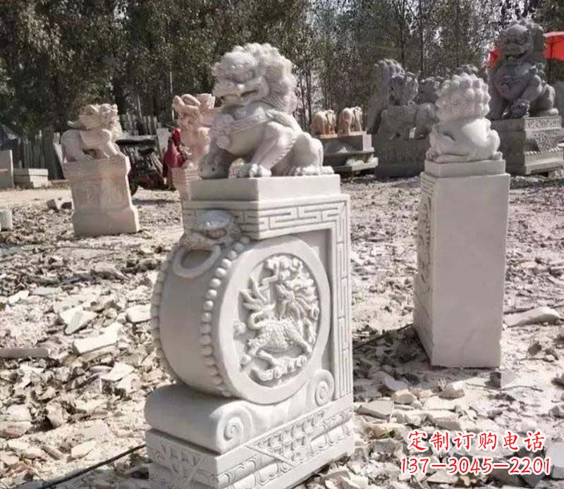 河南石雕园林狮子抱鼓石