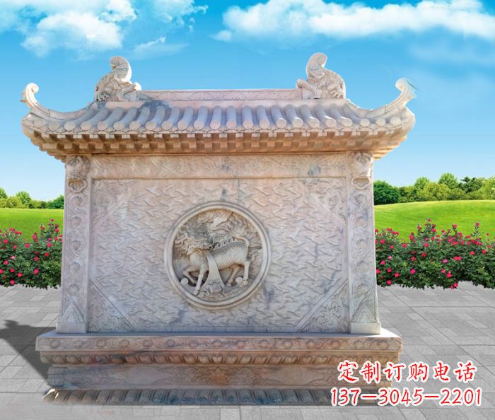 河南石浮雕麒麟庭院影壁