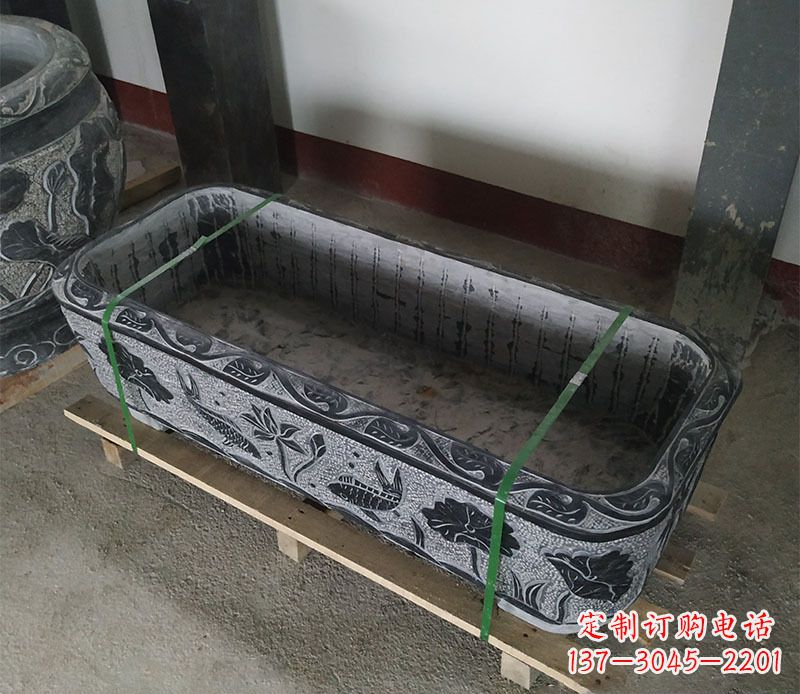 河南石浮雕鱼缸仿古鱼缸石雕