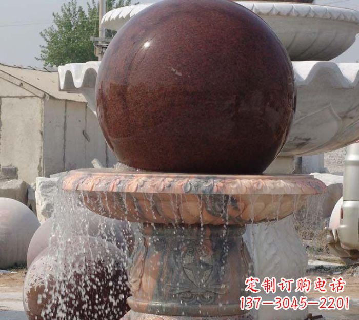 河南石来运转小型风水球喷泉石雕