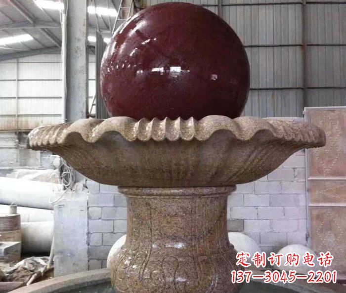 河南石来运转小型风水球喷泉石雕 (2)