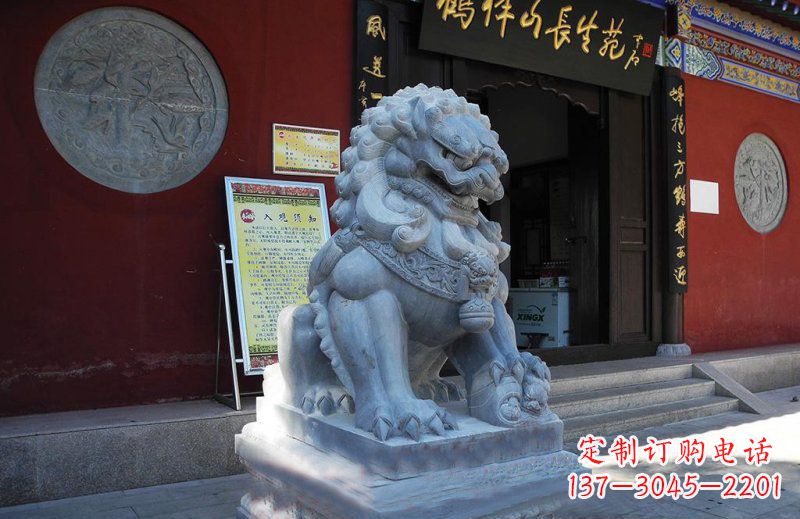 河南石狮子寺庙门口石雕