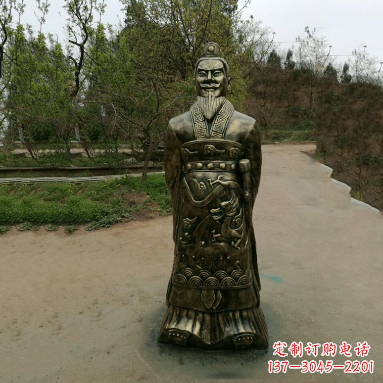 河南始皇嬴政玻璃钢仿铜雕塑