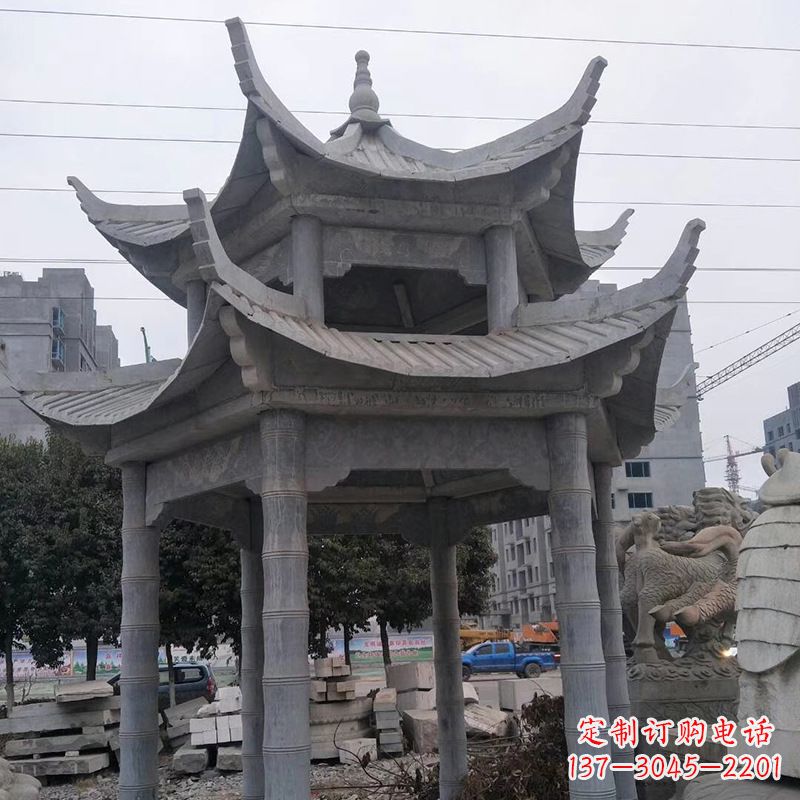 河南双层八角石雕凉亭
