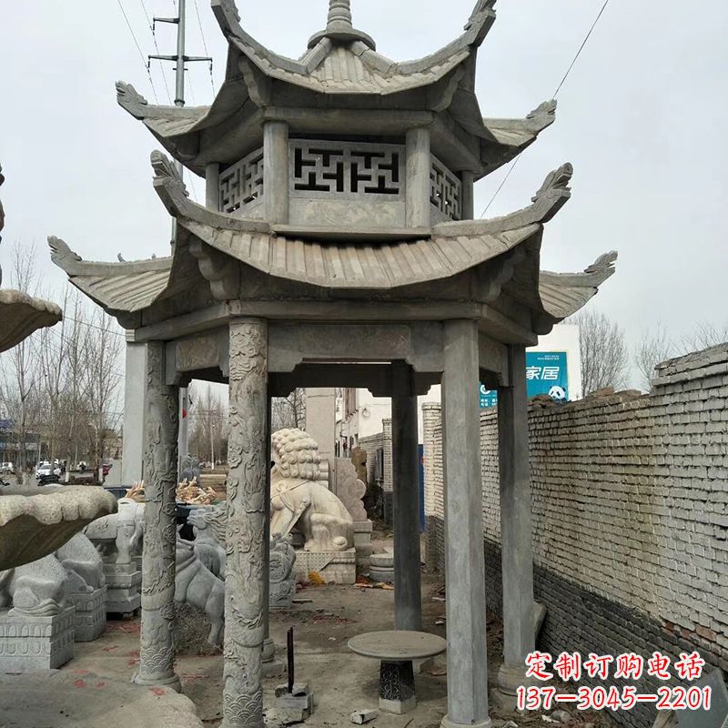 河南双层大理石凉亭雕塑