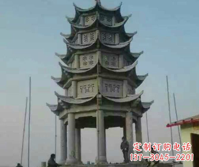 河南双层大理石凉亭石雕 (2)