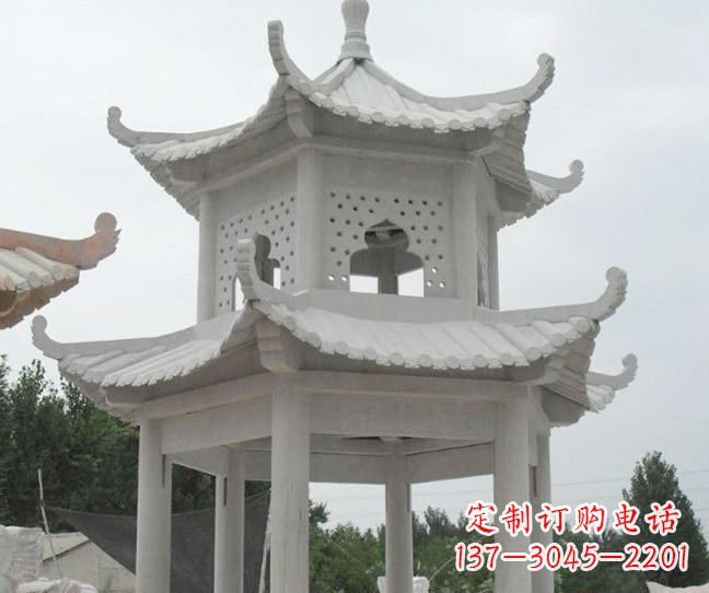 河南双层大理石凉亭石雕