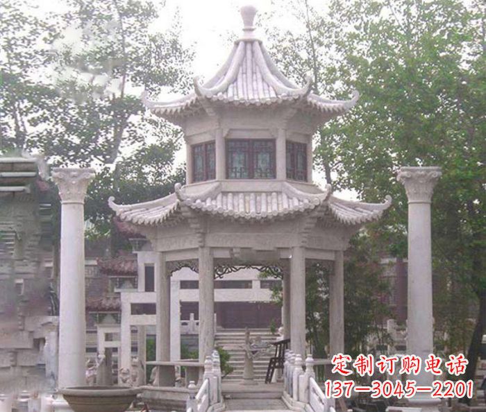 河南双层仿古凉亭石雕 (3)