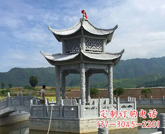 河南双层仿古凉亭石雕_1