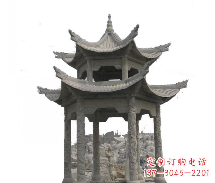 河南双层仿古石雕凉亭 (2)