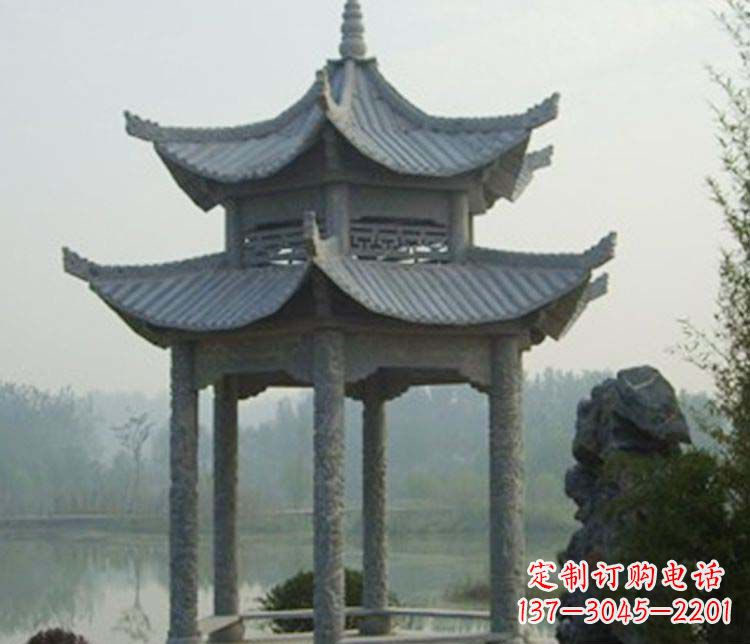 河南双层仿古凉亭石雕_2