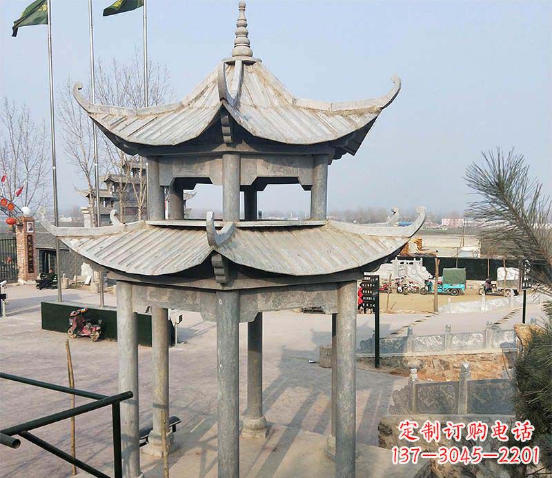 河南双层户外凉亭石雕