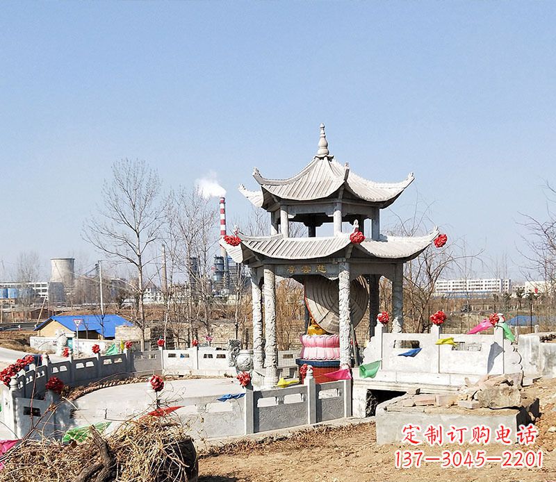 河南双层石凉亭石雕 (2)