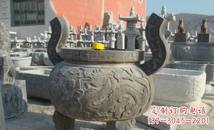 河南双龙戏珠浮雕香炉铜雕