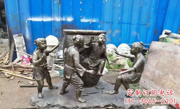 河南司马光砸缸铜雕 (2)