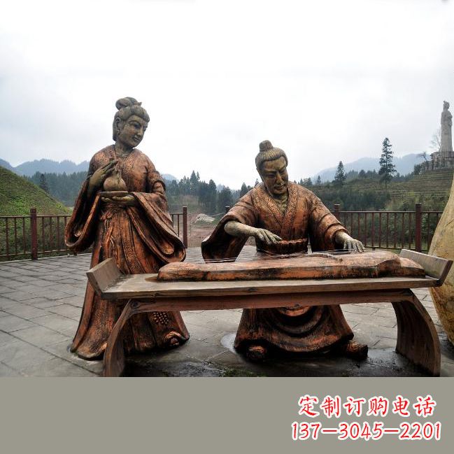 河南司马相如与卓文君铜雕塑像-城市广场历史名人情景雕塑