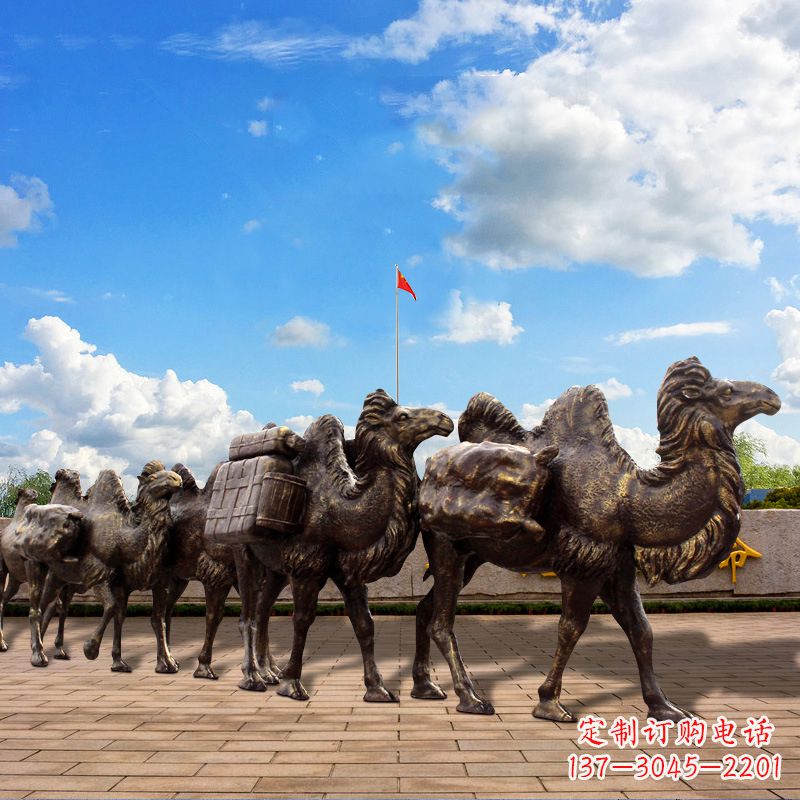 河南丝绸之路骆驼队仿铜景观雕塑