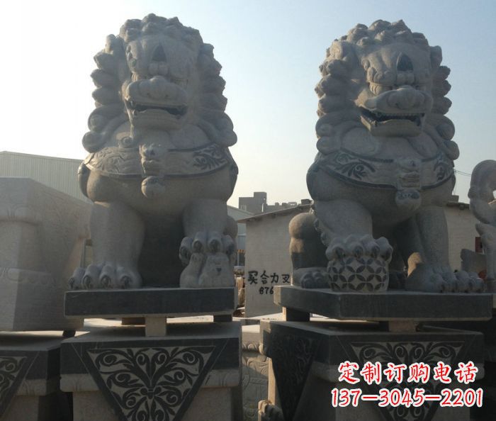 河南寺庙景观仿古石狮子 (2)