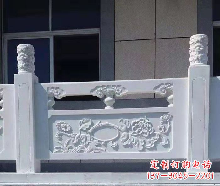 河南寺庙景观汉白玉石浮雕栏板 (4)