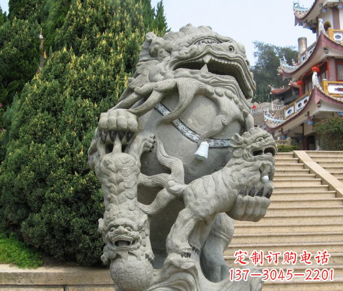 河南寺庙景观狮子石雕