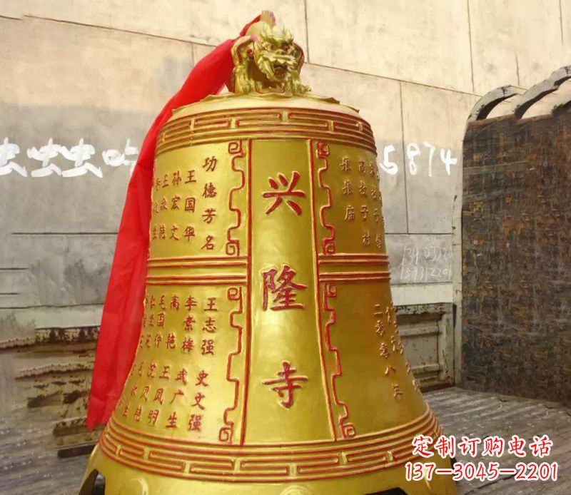 河南寺庙景观铜钟雕塑