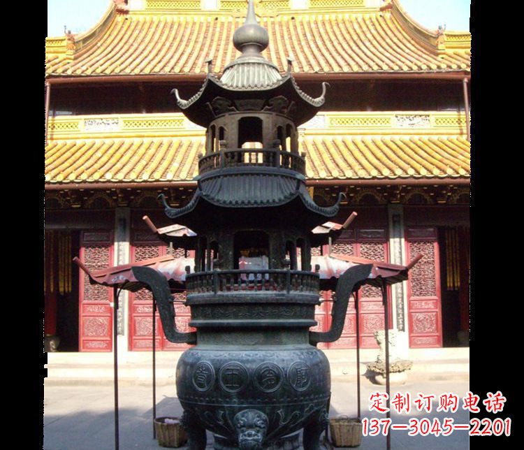 河南寺庙景观香炉铜雕