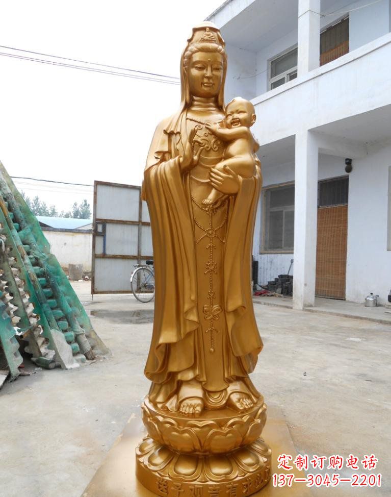 河南寺庙立式送子观音铜雕