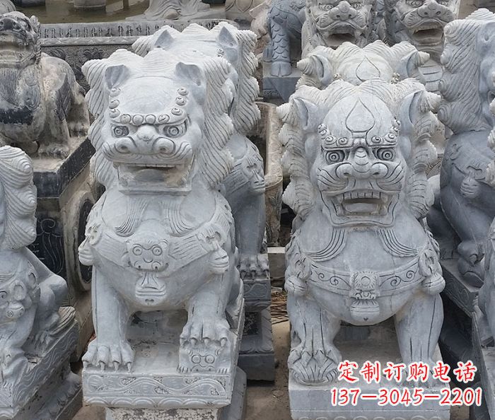 河南寺庙青石狮子石雕