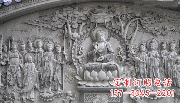 河南寺庙墙壁石浮雕佛像