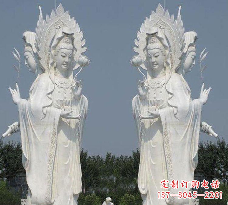河南寺庙三面观音菩萨雕塑