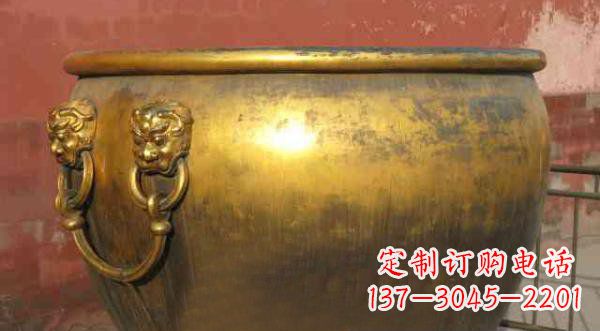 河南寺庙水缸铜雕 (2)