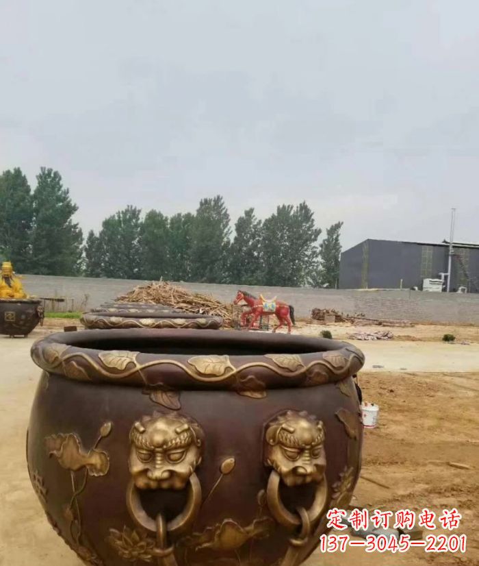 河南寺庙水缸铜雕 (4)