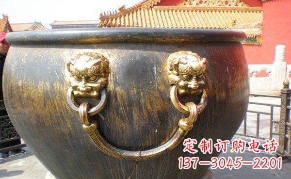 河南寺庙水缸铜雕 (3)