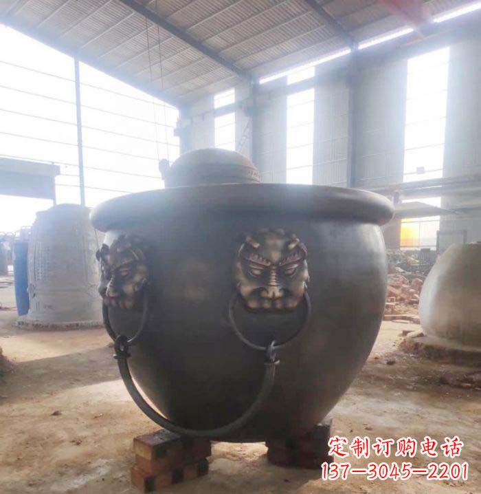 河南寺庙水缸铜雕