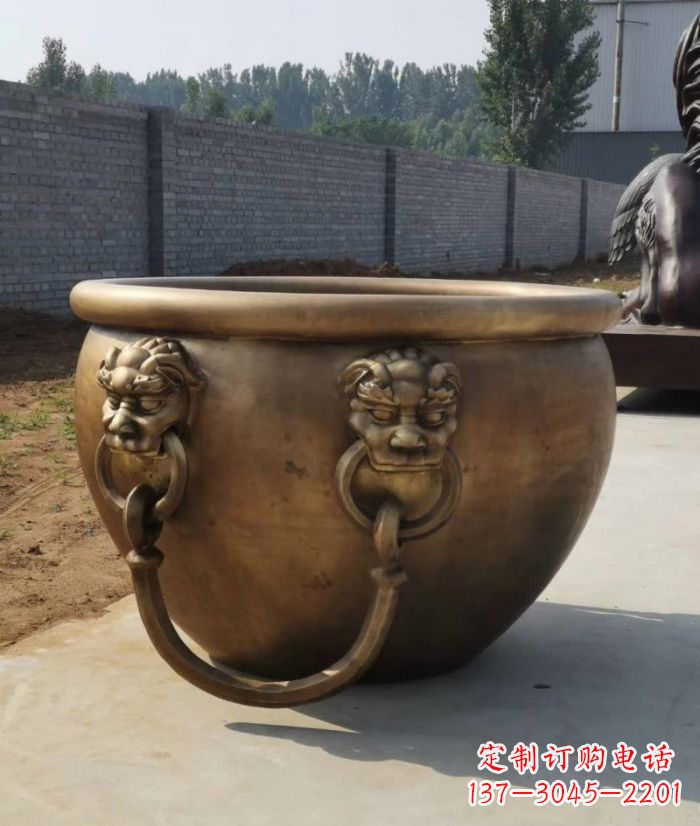 河南寺庙铜雕水缸