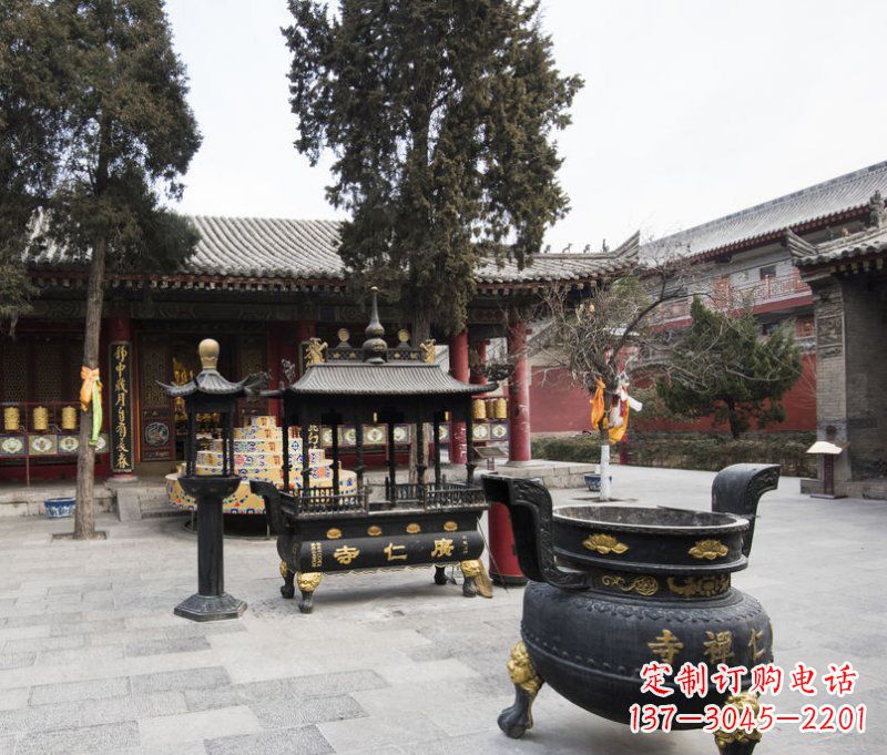 河南寺庙铜香炉铜雕