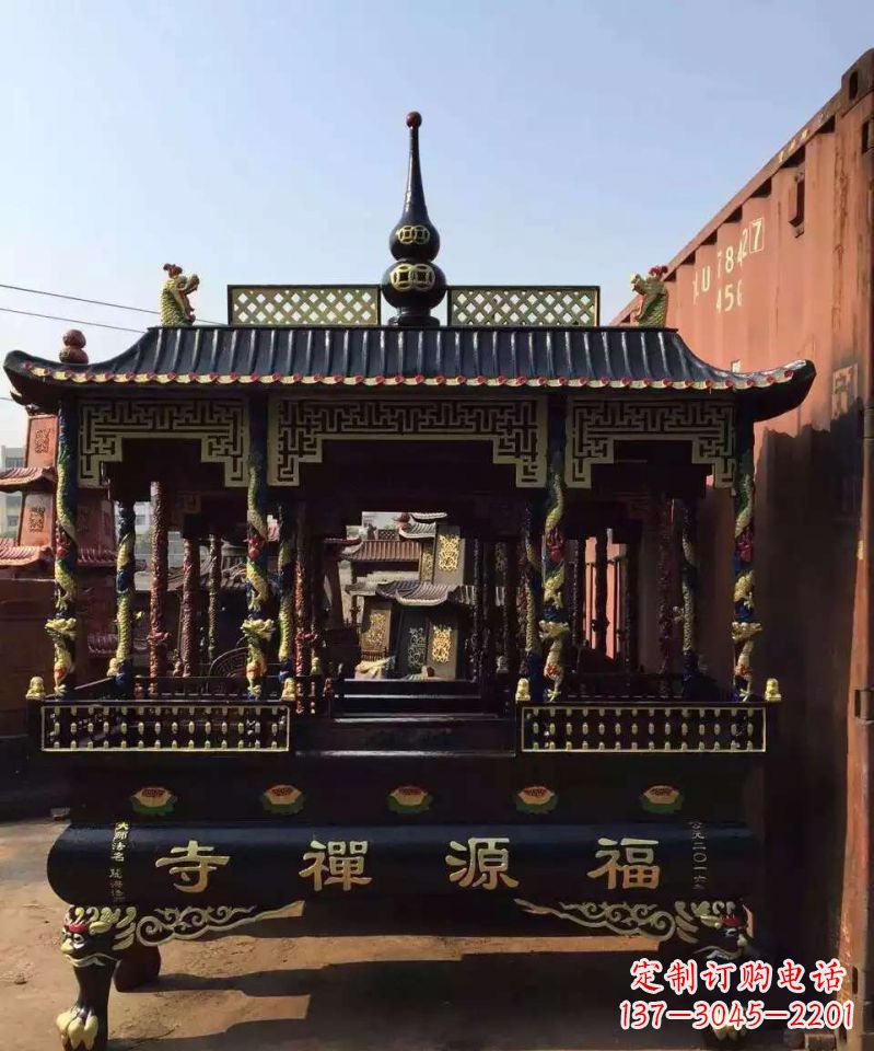 河南寺庙香炉铜雕 (2)