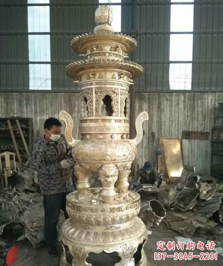 河南寺庙香炉铜雕 (5)