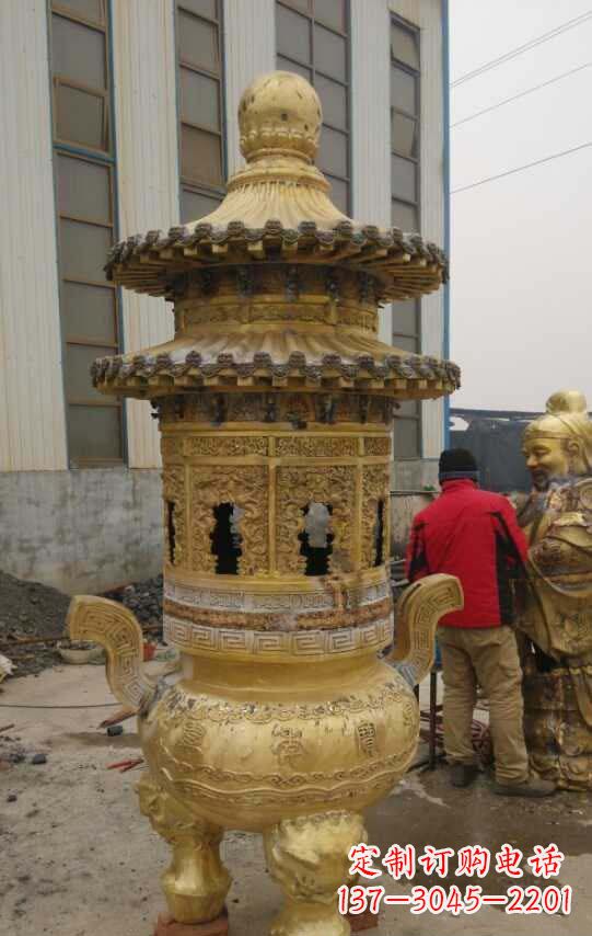 河南寺庙香炉铜雕塑