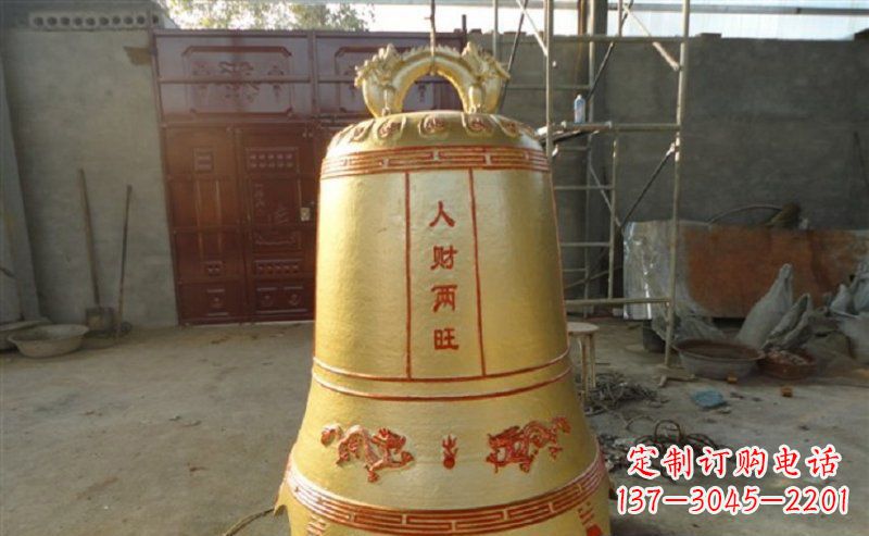 河南寺庙铸铜钟雕塑