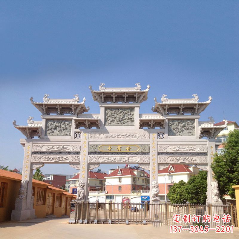 河南寺院大门石雕牌楼