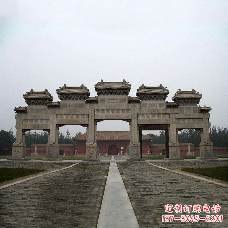 河南寺院五门石牌楼