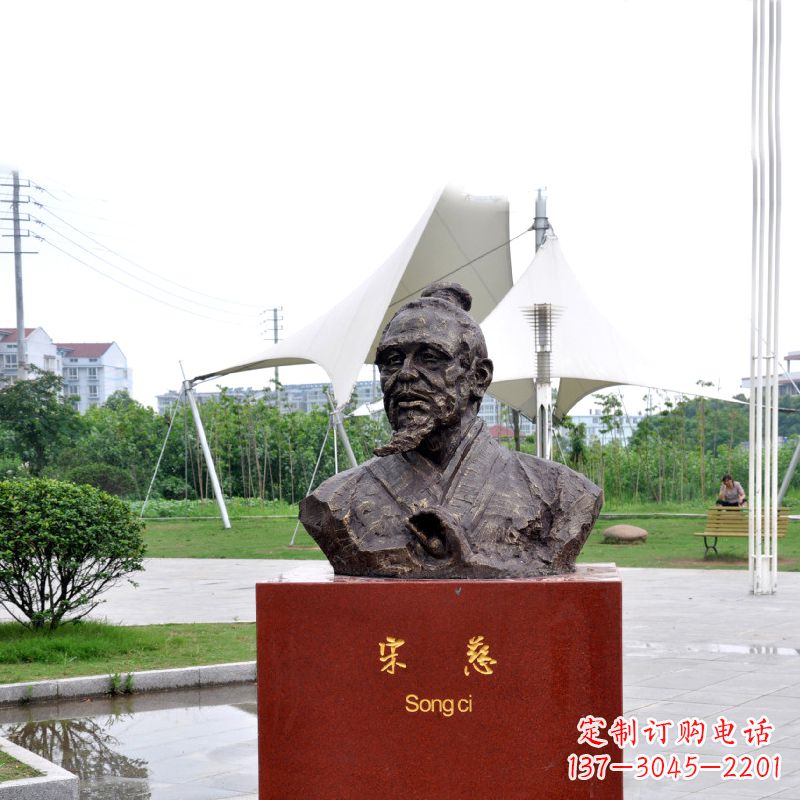 河南宋慈铸铜头像雕塑-古代十大名医园林广场人物雕塑