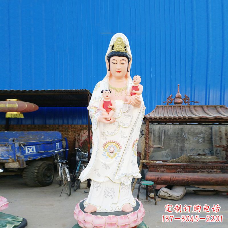 河南送子观音彩绘玻璃钢雕塑