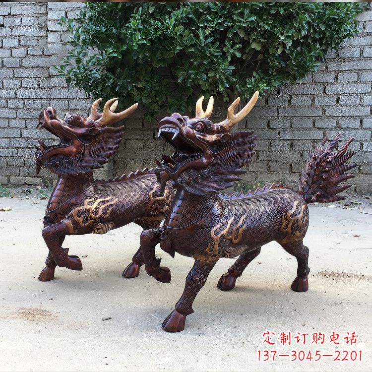 河南送子麒麟铜雕塑