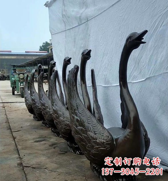河南天鹅喷泉铜雕,园林喷泉水景流水组件