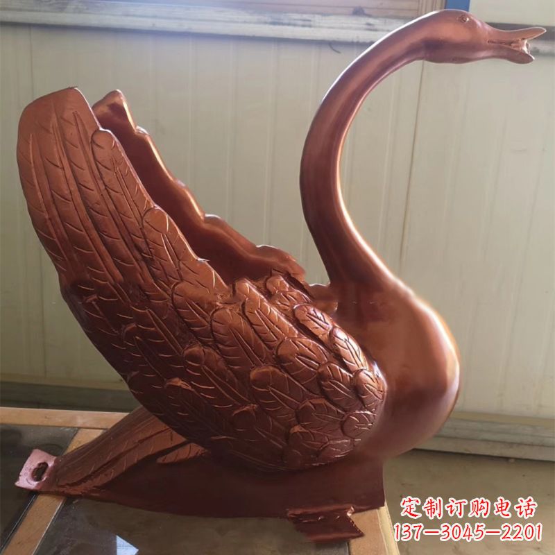 河南天鹅铜雕塑,喷泉吐水天鹅装饰摆件