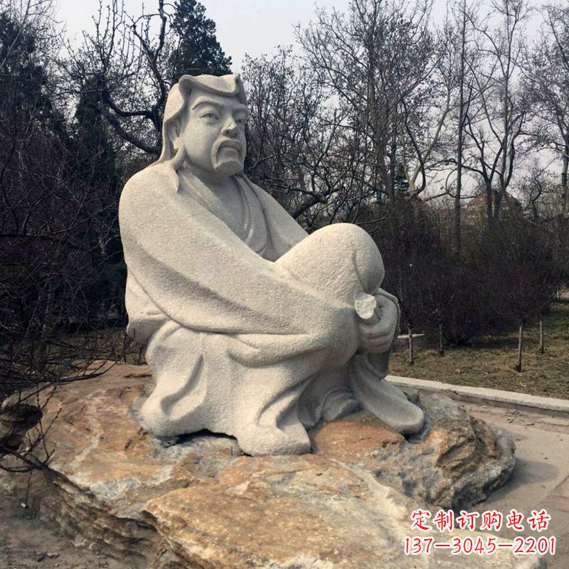 河南田园诗派鼻祖陶渊明公园园林石雕坐像